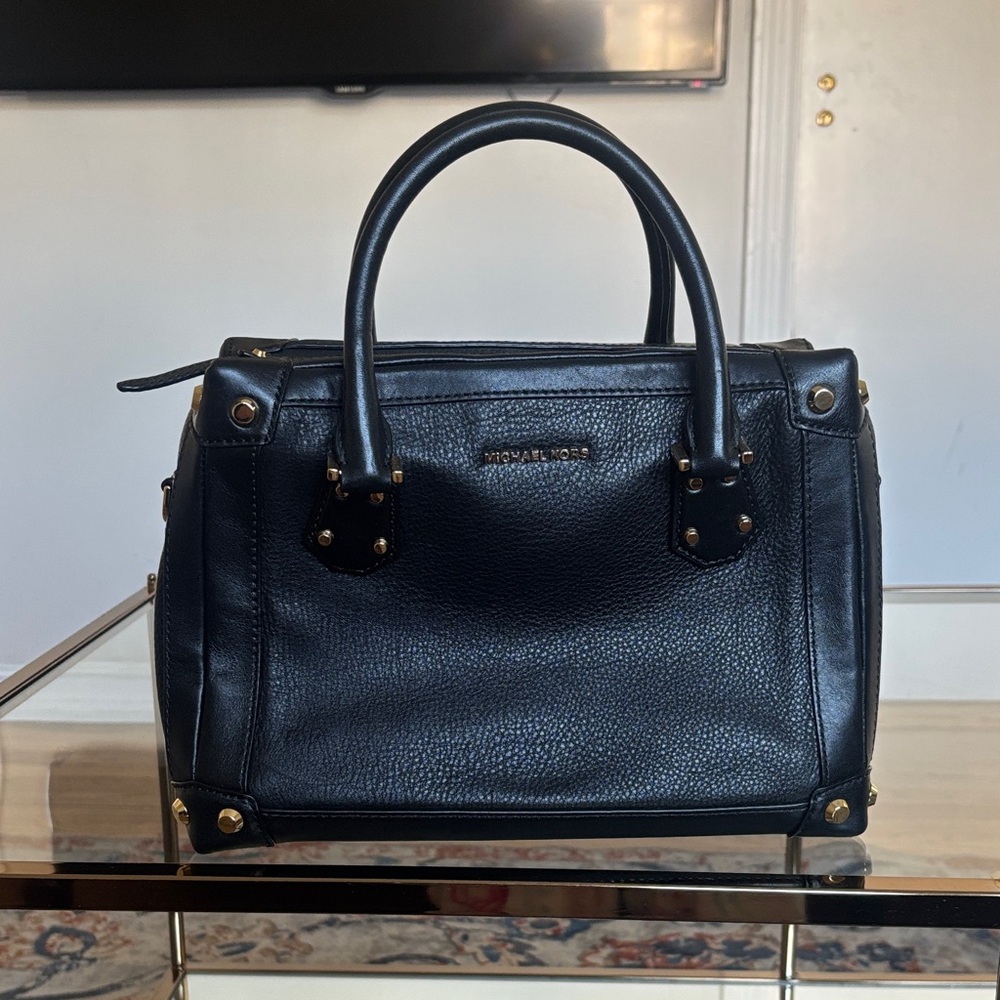 Michael Kors Black Satchel with Gold Accents